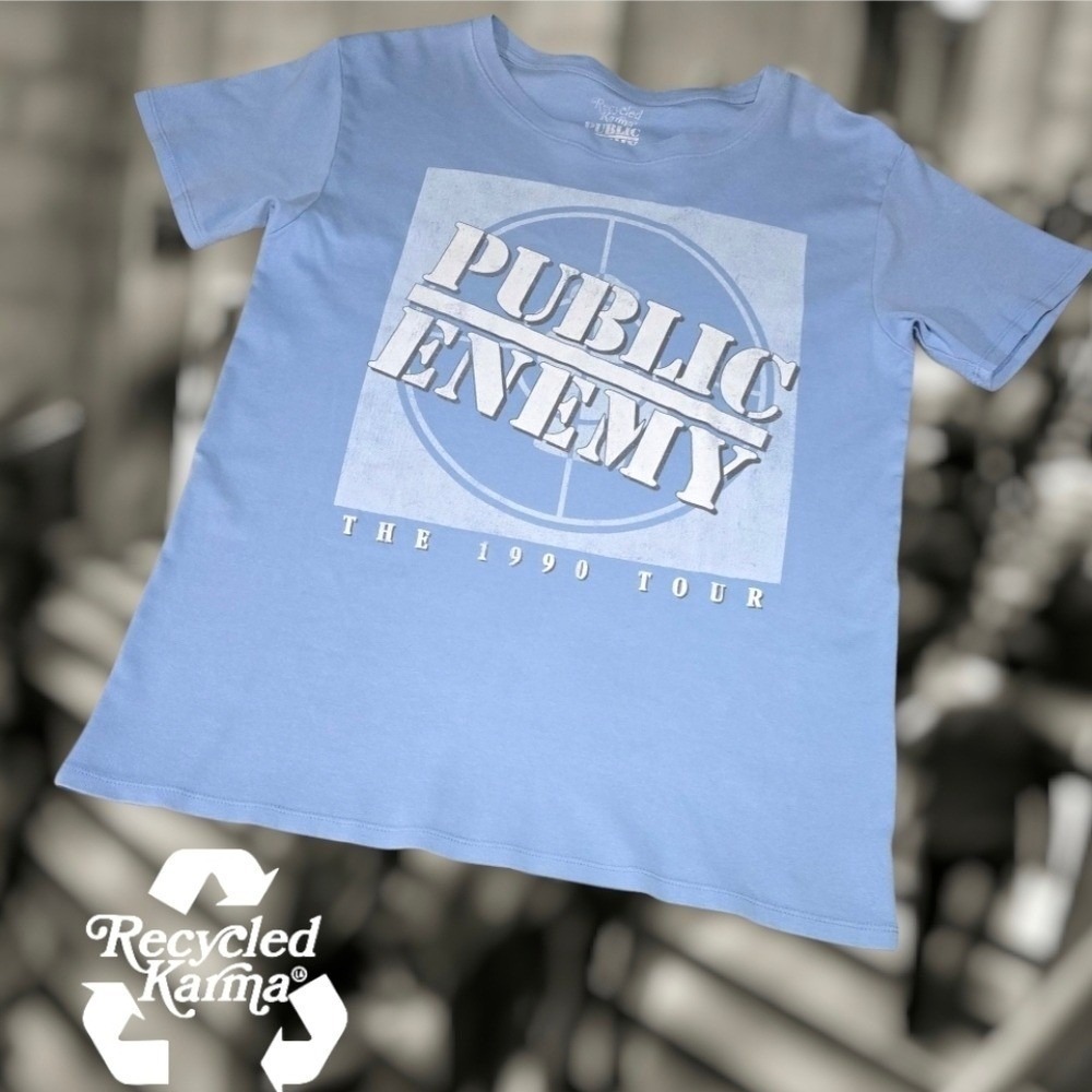 Recycled Karma Unisex‎ Public Enemy 1990 Tour Graphic T-Shirt Powder Blue M